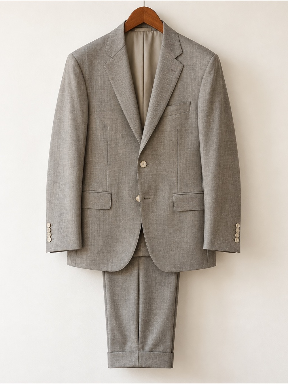 Burberry London Mens 46L Gray 100% Wool 2 Piece Suit Jacket Pants USA